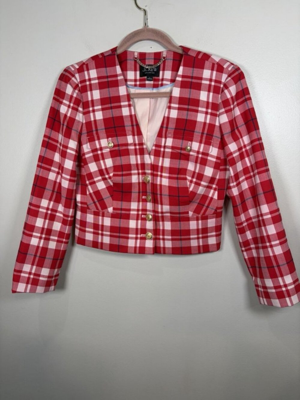 J. Crew Collection Limited Edition City Wool Lady Jacket Size 4 Red Plaid Work